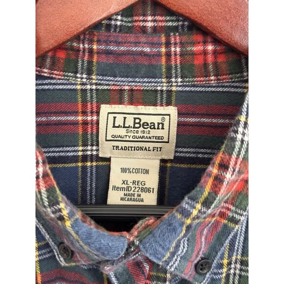 L.L. Bean Royal Stewart Plaid Flannel Shirt Mens XL Blue Tartan Soft Button Down - Picture 3 of 4